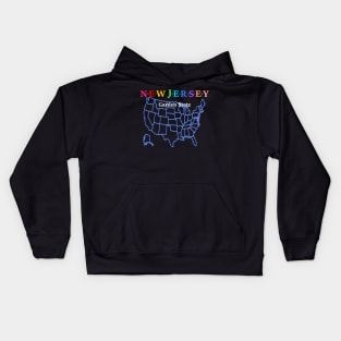 New Jersey, USA. Garden State. With Map. Kids Hoodie